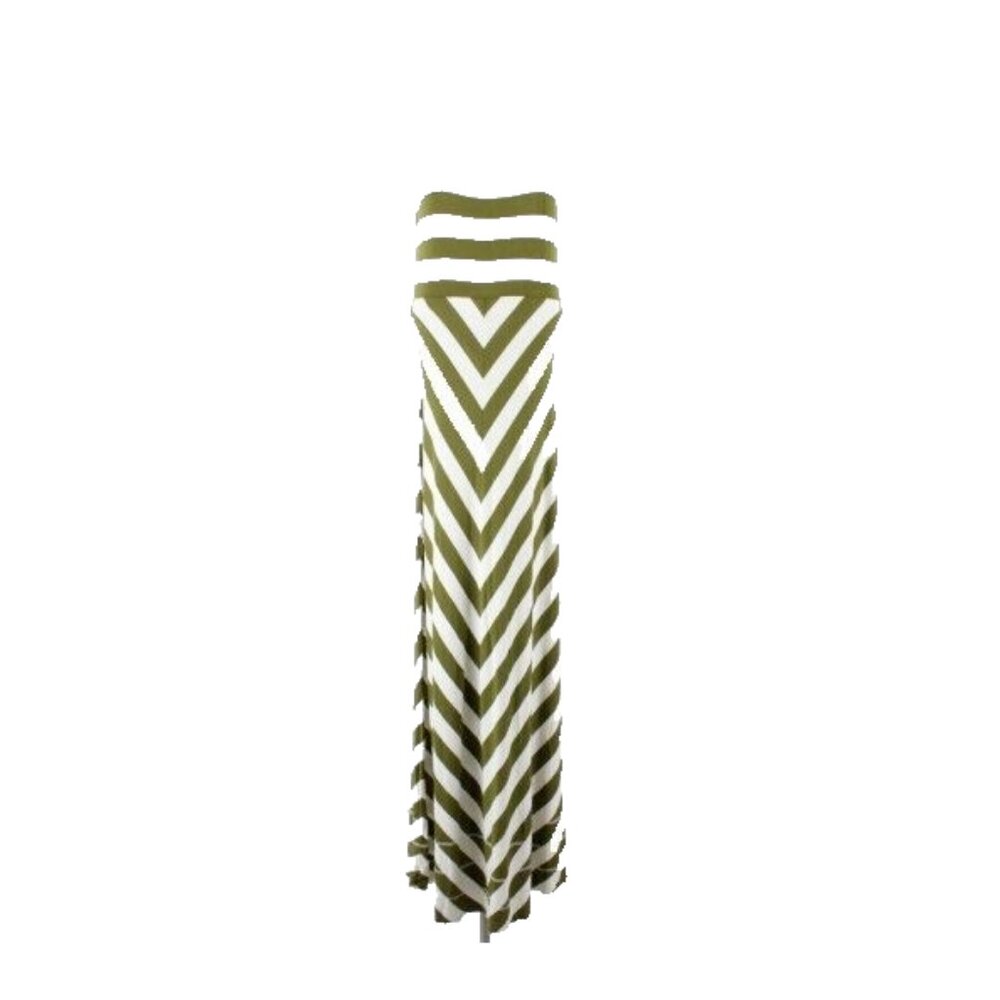 Sahalie Sz S Olive Ivory Stripe Extra Long Raw Hem Rayon Blend Maxi Dress - Picture 2 of 6
